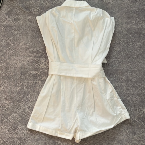 ZARA COTTON PIQUE WHITE JUMPSUIT ROMPER SHORTS - Picture 3 of 3